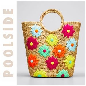 Poolside Embroidered Bucket Bag NWOT